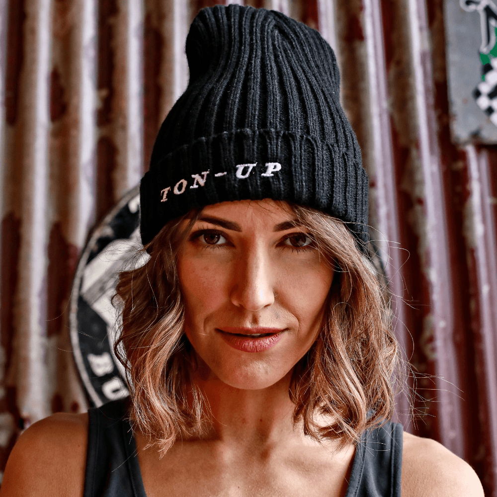 Ton Up Black Beanie - Red Torpedo