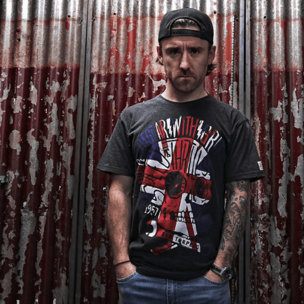 Red Torpedo Brit Punk (Mens) Anthracite T-Shirt - Red Torpedo