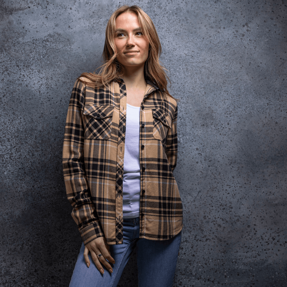 Red Torpedo Check Shirt (Ladies) Camel/Black - Red Torpedo