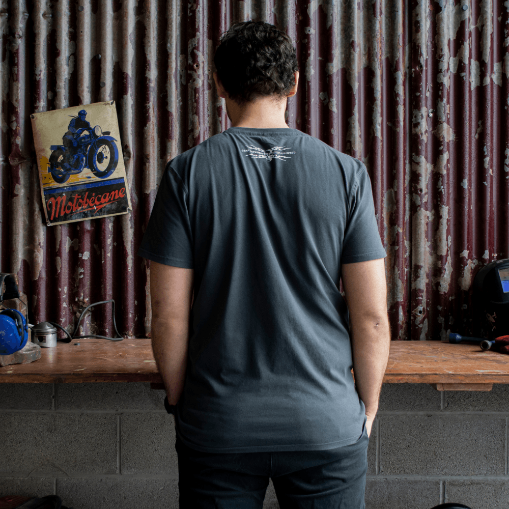Velocette 1913 (Mens) Graphite T-Shirt - Red Torpedo