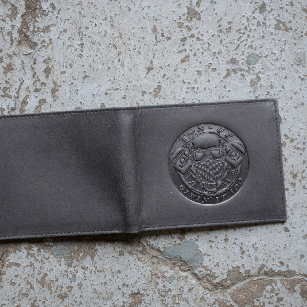 Ton Up Clothing 'Givin it 100' Black Leather Wallet - Ton Up Clothing