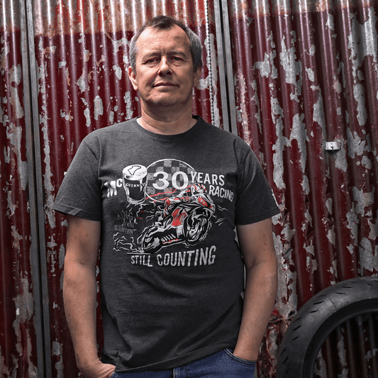 Red Torpedo John McGuinness 30yrs (Mens) Anthracite T-Shirt - Red Torpedo