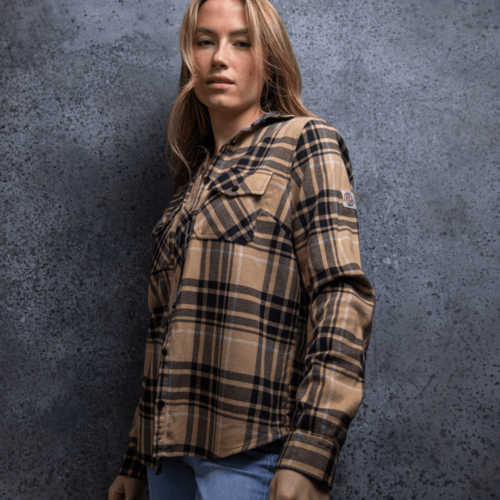 Red Torpedo Check Shirt (Ladies) Camel/Black - Red Torpedo