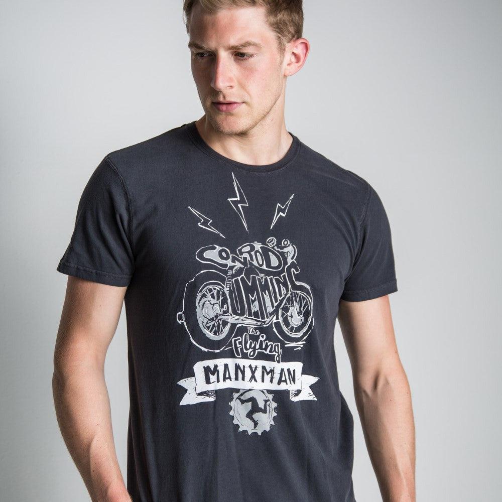 Flying Manxman (Mens) Black T-shirt - Red Torpedo