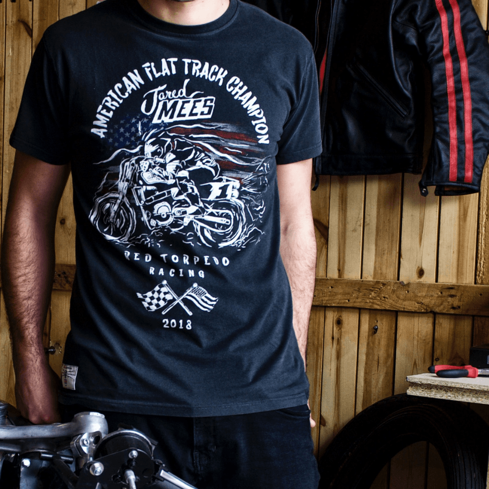 Red Torpedo Jared Mees Champion (Mens) Black T-Shirt - Red Torpedo