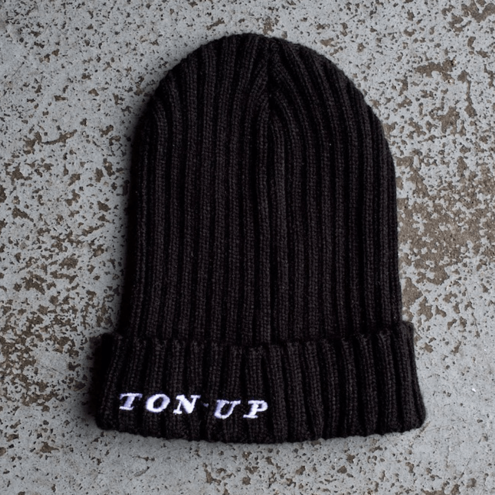 Ton Up Black Beanie - Red Torpedo
