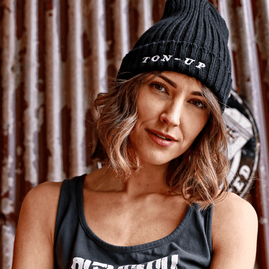 Ton Up Black Beanie - Red Torpedo