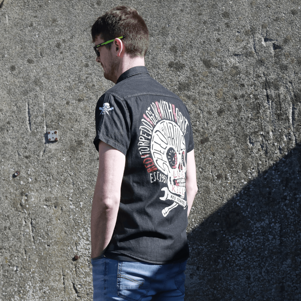 Red Torpedo Speed Punk Black Denim (Mens) S/S Shirt - Red Torpedo