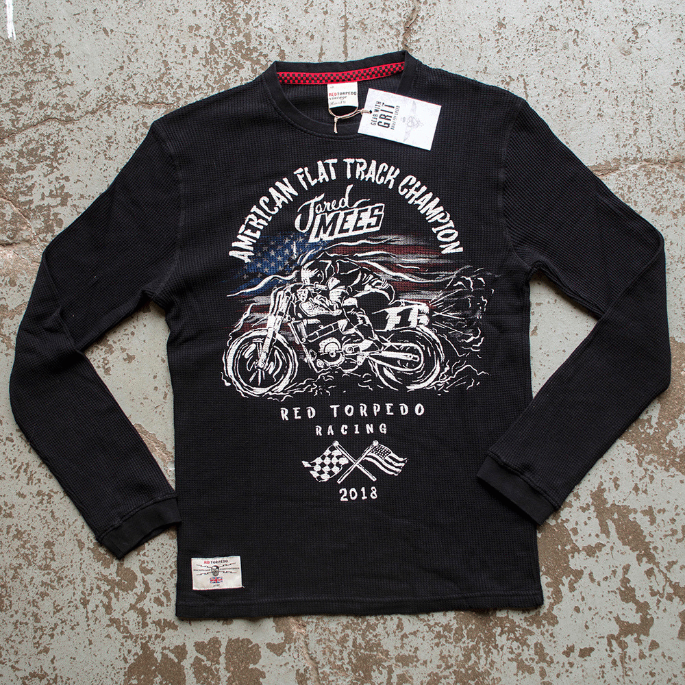 Jared Mees 'Champion' (Mens) Black Waffle Top - Red Torpedo