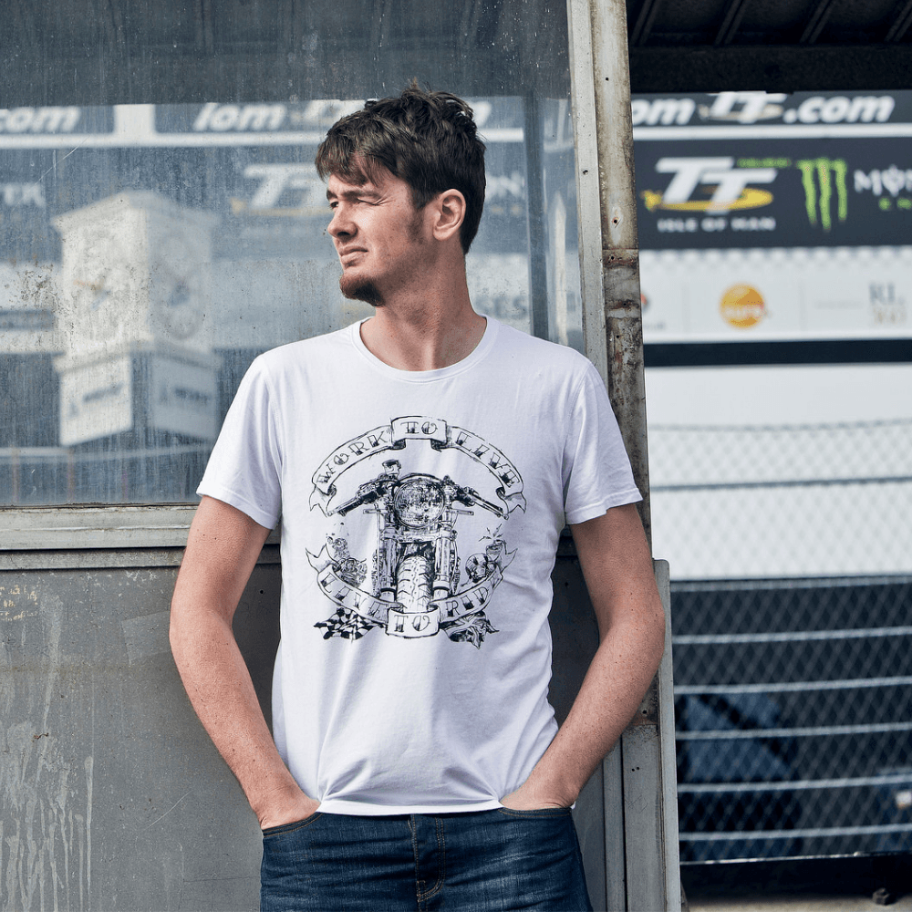 Live to Ride (Mens) White T-Shirt - Red Torpedo