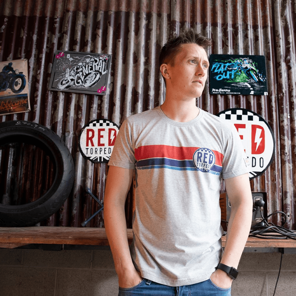 Red Torpedo Heritage 87 (Mens) Grey Marl T-Shirt - Red Torpedo