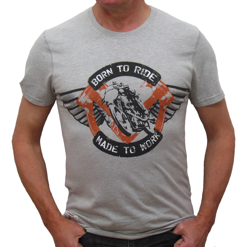 Born to ride Grey Marle T-Shirt